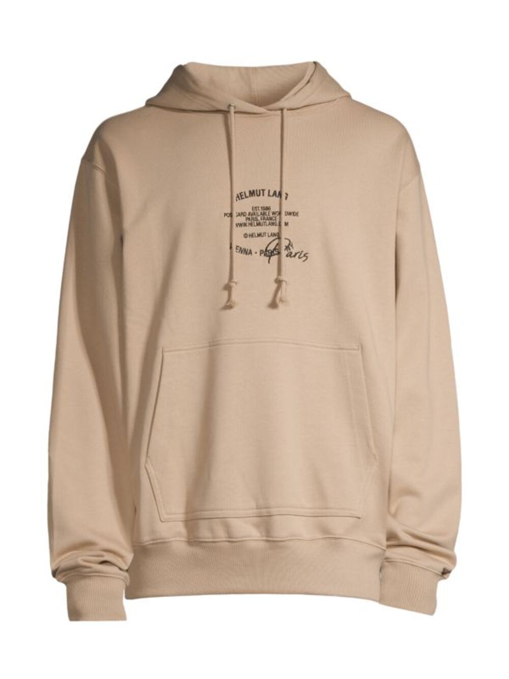 Helmut Lang Paris Graphic Hoodie Men’s XL Tan Pullover Sweatshirt Streetwear